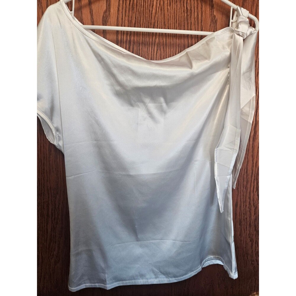 VIDUSSA Blouse Women's Small White Satin One Shoulder Tie Strap Camisole Top